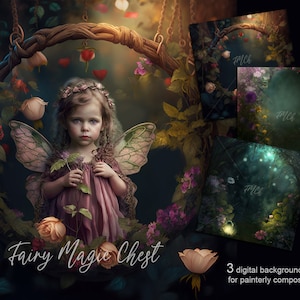 3 Enchanted Forest Digital Backgrounds. Digital backdrops. Painterly digital backdrops for composite photography.