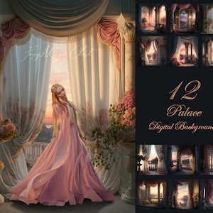 BUNDLE, Palace Digital Backdrops, Maternity digital background, Fairy tale Backdrop Overlays, Painterly