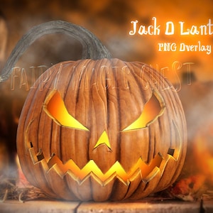 Halloween pumpkin PNG Overlays. Jack O Lantern. Digital overlays on transparent background.