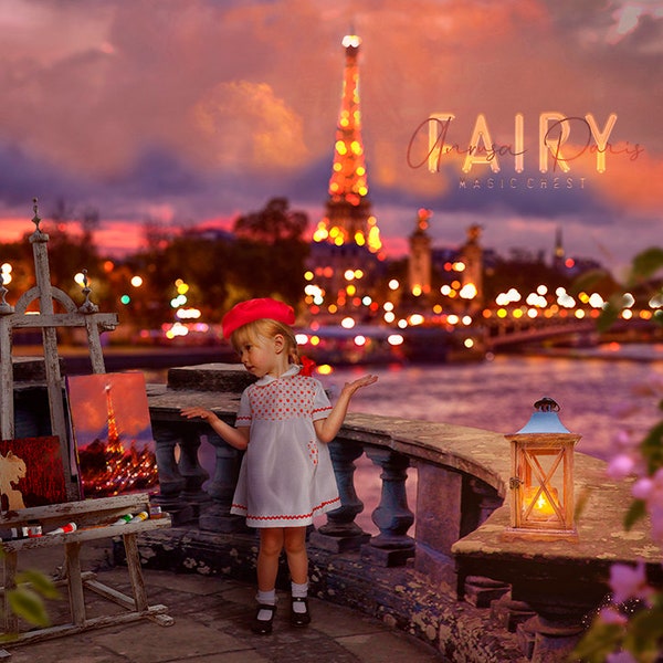 Paris digital background, digital backdrop photography , balcony, romantic,  with and without easel, for wedding, valentine and children