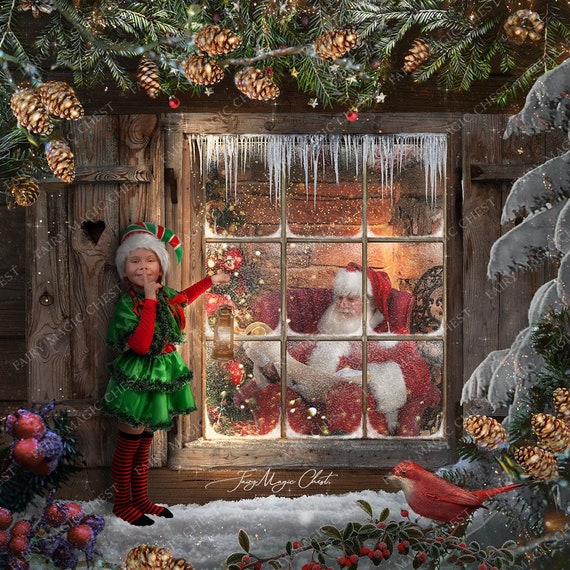 Santa's Window Digital Background Christmas Digital - Etsy Canada