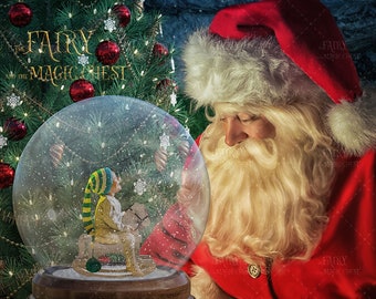 Christmas Digital Backdrop Santa Claus With Snow Globe | Etsy