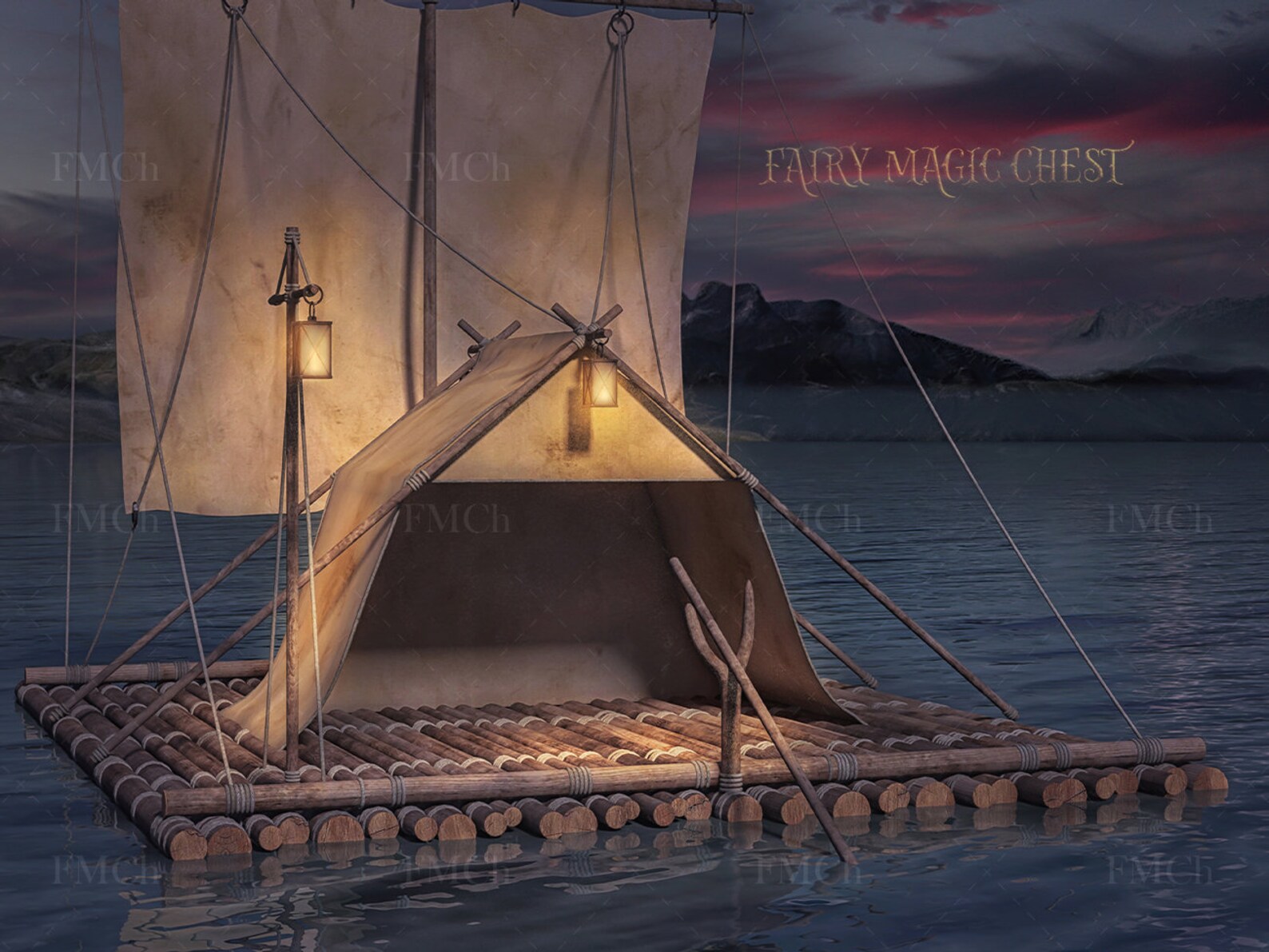 Pirate Raft Digital Backdrop: Adventurer Photography Background ...