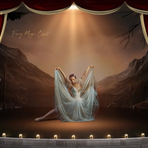 Digital backdrop. Classic theater stage, perfect for ballet. Digital background for photography.