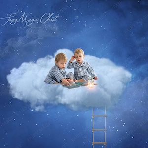 Cloud at night Digital Background for newborn, baby, children Photography . Digital Prop, digital backdrop. 2 versions, with lantern or not