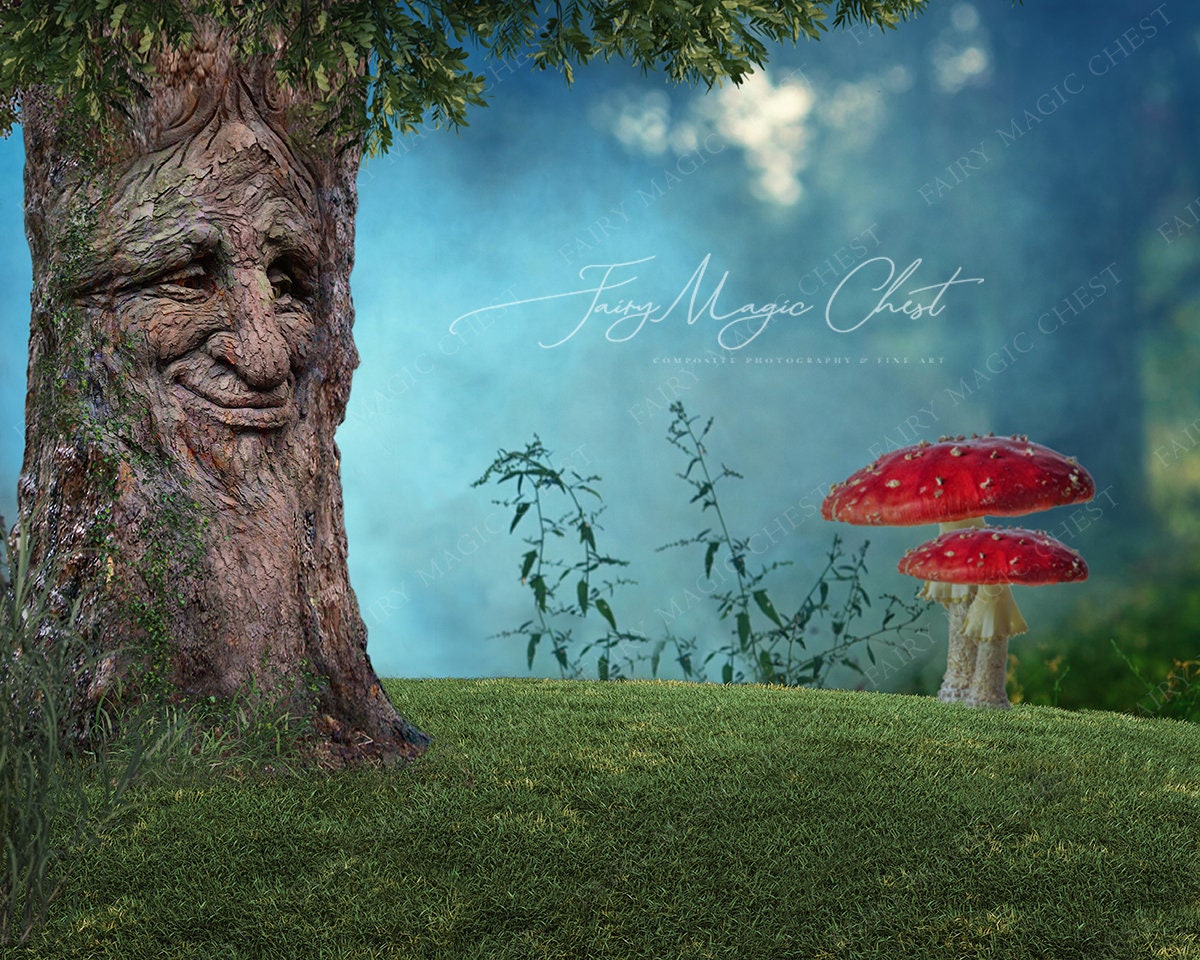Tree with face Digital Background digital backdrop for kids | Etsy