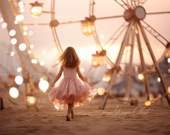 Ferris wheel on the Beach Digital Background, Digital Backdrop for composite photography. Instant Download.