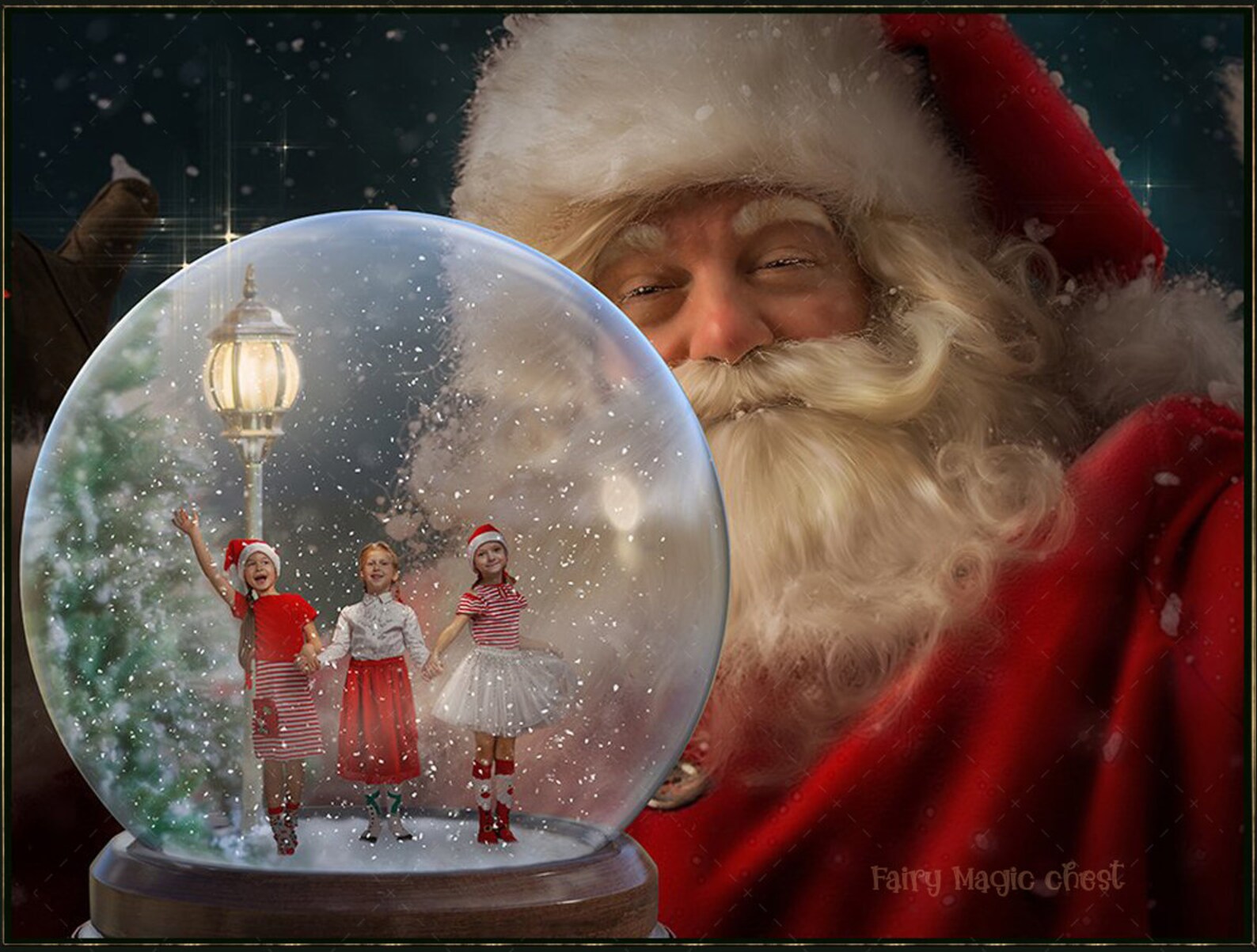 Christmas Digital Backdrop Santa Claus With Snow Globe | Etsy