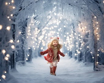 Family Winter Christmas Bench Photography Digital Backdrop Background in Studio, Photographers, JPG Download