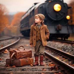 秋のビンテージ合成写真のための駅のデジタル背景 / デジタル背景。すぐにダウンロードできます。