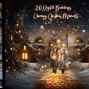 20 Christmas Digital Backgrounds for Photography. Bundle. Charming Christmas Moments digital backdrops. Instant download.