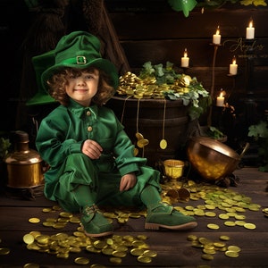 Rustic Leprechaun St. Patrick's Day Digital Backdrop (Instant Download)