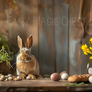 Easter Digital Backdrop, EAster Bunny, Rabbit,  Digital background for Photography. Rabbit cooking Composite. Photoshop. Instant download