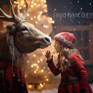 Christmas Reindeer Digital Background, Christmas Digital Backdrop for Photography. Instant download.