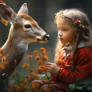 Fawn Digital Backdrop , sweet baby deer digital background for Photography . Instant download