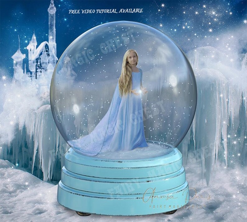 Digital background / backdrop Snow Globe in frozen place for | Etsy