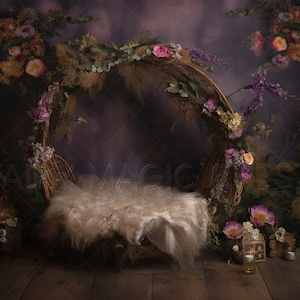 Newborn Digital Background, Backdrop,  painterly digital prop for Composite photography, baby girl. Vintage.