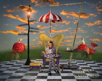 Wonderland digital backdrop , digital background for photo editing