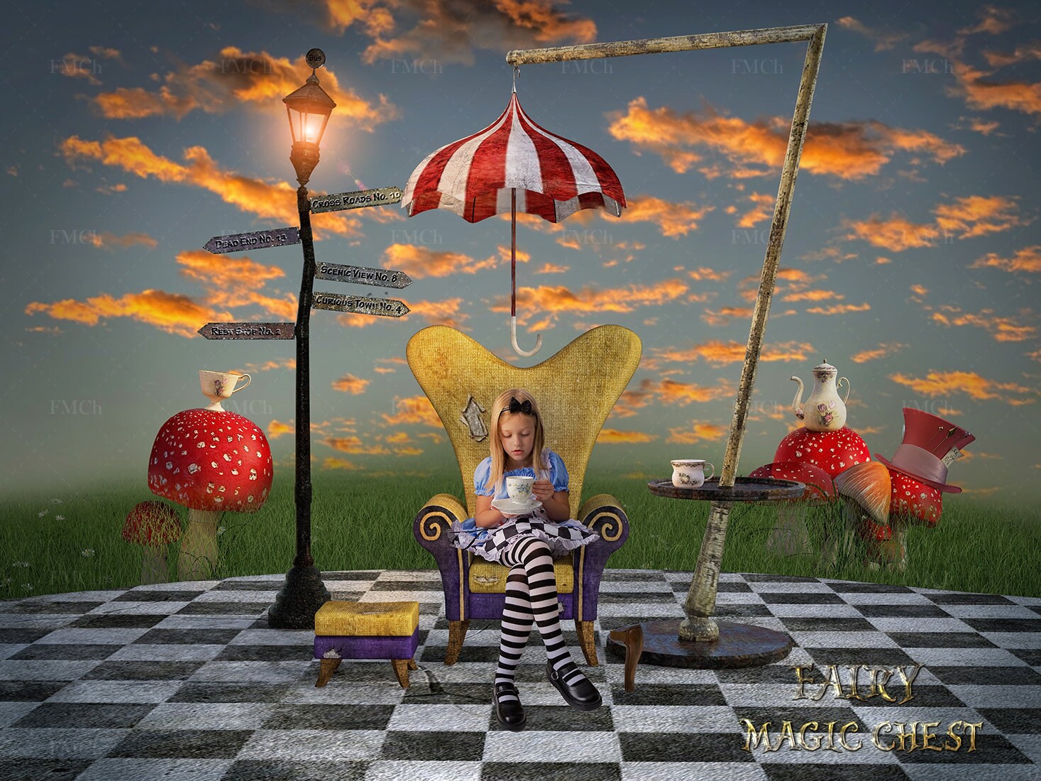Wonderland digital backdrop , digital background for photo editing, image size:1467x1100