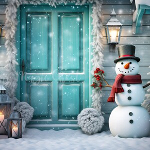 Christmas Snowman digital background, Christmas Digital Backdrop for Photography. Snowy, Winter. Instant download.