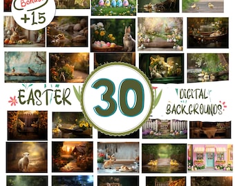 Easter Digital Backdrops Bundle, 45 Spring Photography Backgrounds (Digital Download)