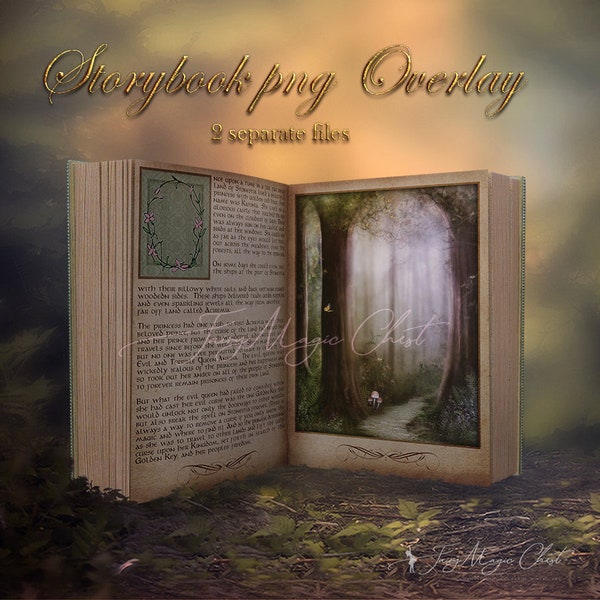 Storybook Overlay on transparent backgroud.  2 high resolution PNG files to create a magical composite with your photography.