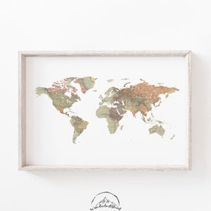 Arte de parede de dormitório, aventura para impressão, arte de parede de mapa mundial, mapa vintage para impressão, DOWNLOAD DIGITAL, escola em casa para impressão, decoração Montessori