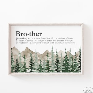 Brother Quote Artwork, Decor For Boys, Forest Green Wall Art, DIGITAL DOWNLOAD, Woodland Nursery, Forest Nursery Decor, Mountain Wall Art
