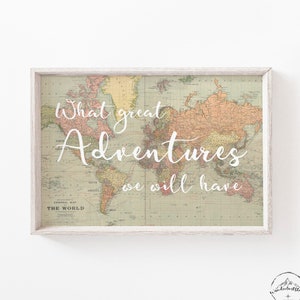 World Map Wall Art, Nursery Wall Print, Nursery Printable Map, Travel Nursery Wall Art, DIGITAL DOWNLOAD, Wanderlust Wall Art, Old Map Print