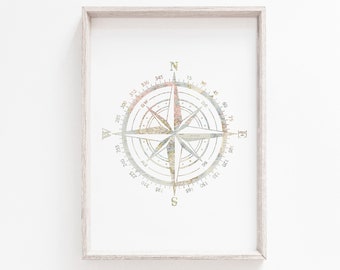 Compass Wall Art, Travel Room Decor, Travel Decoration, Travel Wall Art, DIGITAL DOWNLOAD, Travel Nursery Print, World Wall Art, Printable