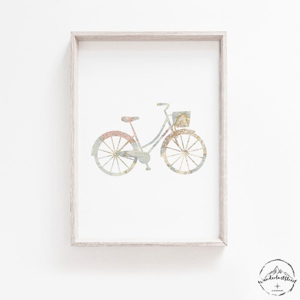 Travel Nursery Wall Art, Bicycle Print, Baby Girl Nursery Decor, DIGITAL DOWNLOAD, Printable Nursery Wall Art, Bike Deco, Baby Shower Decor