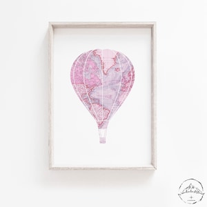 Girls Bedroom Wall Art, Hot Air Balloon Print, Pink Nursery Printable, DIGITAL DOWNLOAD, Pink Bedroom Wall Art, Baby Girl Nursery Wall Art