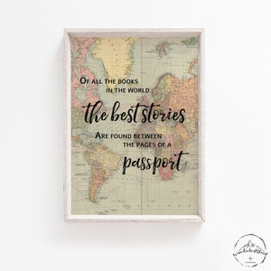 Reisedrucke, Inspirational Quote, Travel Quote Wall Art, Weltkarte Wandkunst, Vintage Welt druck, DIGITALER DOWNLOAD, Wohnzimmer Kunstwerk,