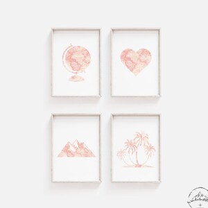 Blush Pink Nursery Wall Art, Travel Nursery Prints, Adventure Bedroom Decor, DIGITAL DOWNLOAD, Girls Nursery Wall Art, Travel Nursery Deco
