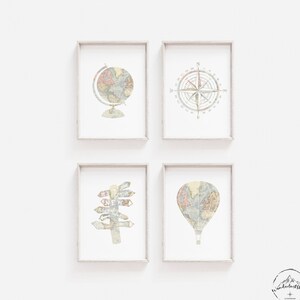 Travel Nursery Decor, Travel Theme Bedroom Wall Art, Adventure Bedroom Deco, DIGITAL DOWNLOAD, Adventure Nursery Prints, World Map Printable