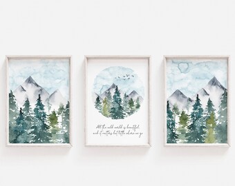 John Muir Nursery Wall Art, John Muir Quote, Nature Nursery Prints, Mountain Bedroom Decor, DIGITAL DOWNLOAD, Forest Playroom Deco