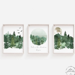 Green Nursery Wall Art, Forest Nursery Prints, Woodland Nursery Decor, DIGITAL DOWNLOAD, Baby Boy Nursery Wall Art, Baby Girl Nursery Prints