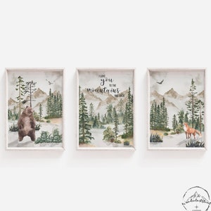 Forest Nursery Wall Art, Mountain Bedroom Prints, Outdoors Nursery Theme Decor, DIGITAL DOWNLOAD, Nature Nursery Printable, Woodland Nursery
