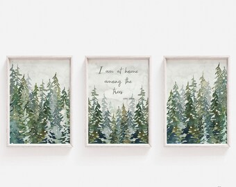 Forest Nursery Wall Art, J.R.R Tolkien Quote Print, I Am At Home Among The Trees, DIGITAL DOWNLOAD, Forest Living Room Decor, Kids Bedroom