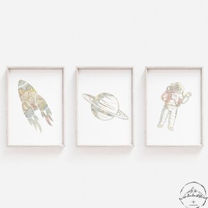 Space Theme Nursery Wall Art, Space Bedroom Decor, Rocket Print, Astoronaut Wall Art, DIGITAL DOWNLOAD, Space Nursery Deco, Planet Prints