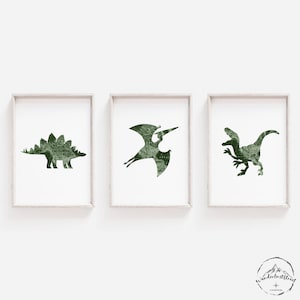 Dinosaur Prints, Dino Wall Art, Pterodactyl Wall Art, Stegosaurus Print, Velociraptor Wall Art, DIGITAL DOWNLOAD, Dino Bedroom Theme Decor