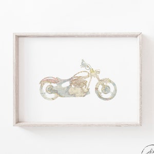 Motorcycle Wall Art, Travel Nursery Decor, Motorcycle Travel Print, DIGITAL DOWNLOAD, World Map Decor, Baby Boy Nursery, Printable Baby Art