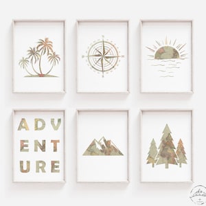 Wanderlust Nursery Prints, World Map Wall Art, Adventure Bedroom Printables, DIGITALE DOWNLOAD, Travel Nursery Decor, Vintage Nursery Art