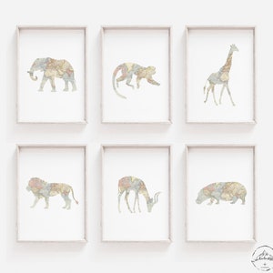 Animal Nursery Wall Art, Safari Bedroom Decor, Elephant Print, Lion Wall Art, Giraffe Decor, DIGITAL DOWNLOAD, Monkey Print, Animals Prints