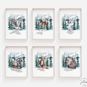 Forest Animal Wall Art, Woodland Animal Prints, Bear Wall Art, DIGITAL DOWNLOAD, Woodland Nursery Decor, Mountain Nursery Deco, Mountain Art