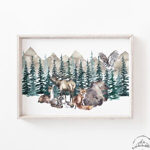 Woodland Animal Wall Art, Forest Animal Print, Woodland Theme Nursery Decor, DIGITAL DOWNLOAD, Animal Printable, Boy Bedroom Wall Art