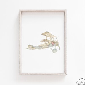 Airplane Nursery Wall Art, Nusery World Map Decor, Vintage Airplane Map Print, DESCARGA DIGITAL, Plane Wall Art, Kids Room Art, Decor Nusery