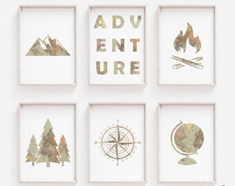 Adventure Nursery Wall Print, Scout Room Decor, Camping Nursery Prints, DIGITAL DOWNLOAD, Wild Nature Nursery Decor, Nursery Wall Art