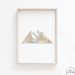 Mountain Wall Art, World Map Print ,Travelers Gift, Travel Nursery Decor, DIGITAL DOWNLOAD, Baby Boy Decor, Girlsroom Prints, Playroom Art