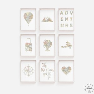 Wanderlust Nursery Wall Art, Travel Theme Bedroom Decor, Teen Girl Bedroom Art, Baby Boy Nursery Prints, DIGITAL DOWNLOAD, World Map Prints